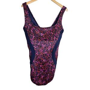 Lands End Womens 24W Plus Multicolor 1 Piece Swimsuit Slimming Build in Bra Pool